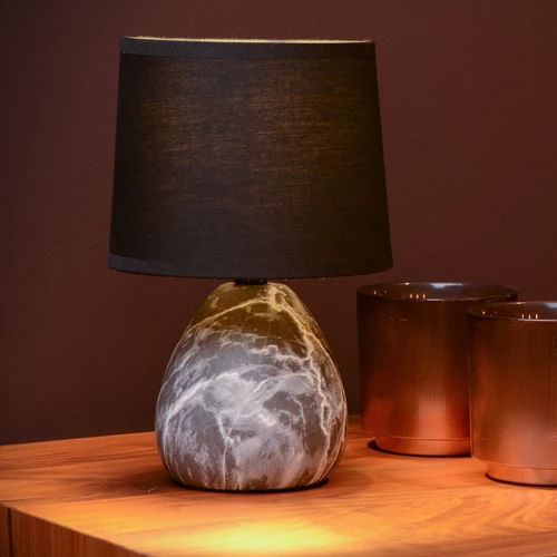 Lucide MARMO - Lampe de table - Ø 16 cm - 1xE14 - Noir - ambiance 1